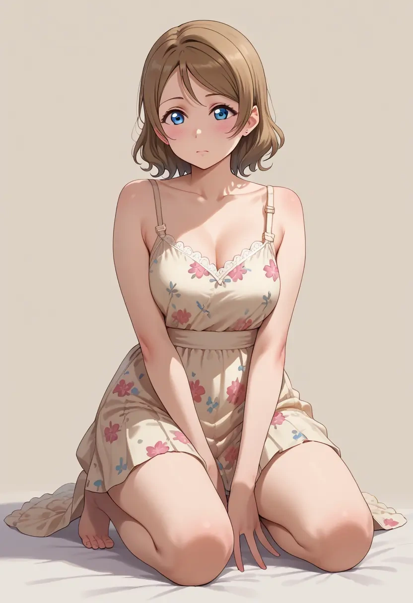 love_live,watanabe_you,silk slip dress,floral prints  - 