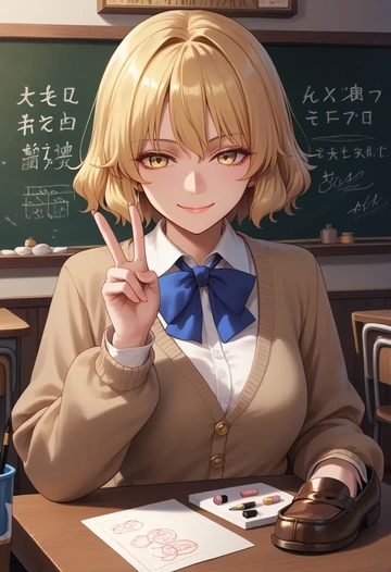 touhou,watatsuki_no_toyohime,teacher, sweater  - AI generated anime art