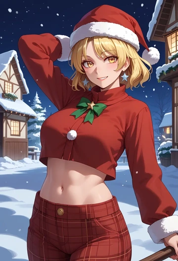 touhou,watatsuki_no_toyohime,Christmas,plaid trousers  - AI generated anime art