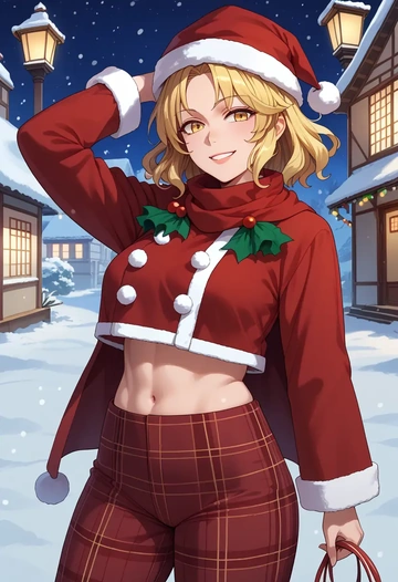 touhou,watatsuki_no_toyohime,Christmas,plaid trousers  - AI generated anime art