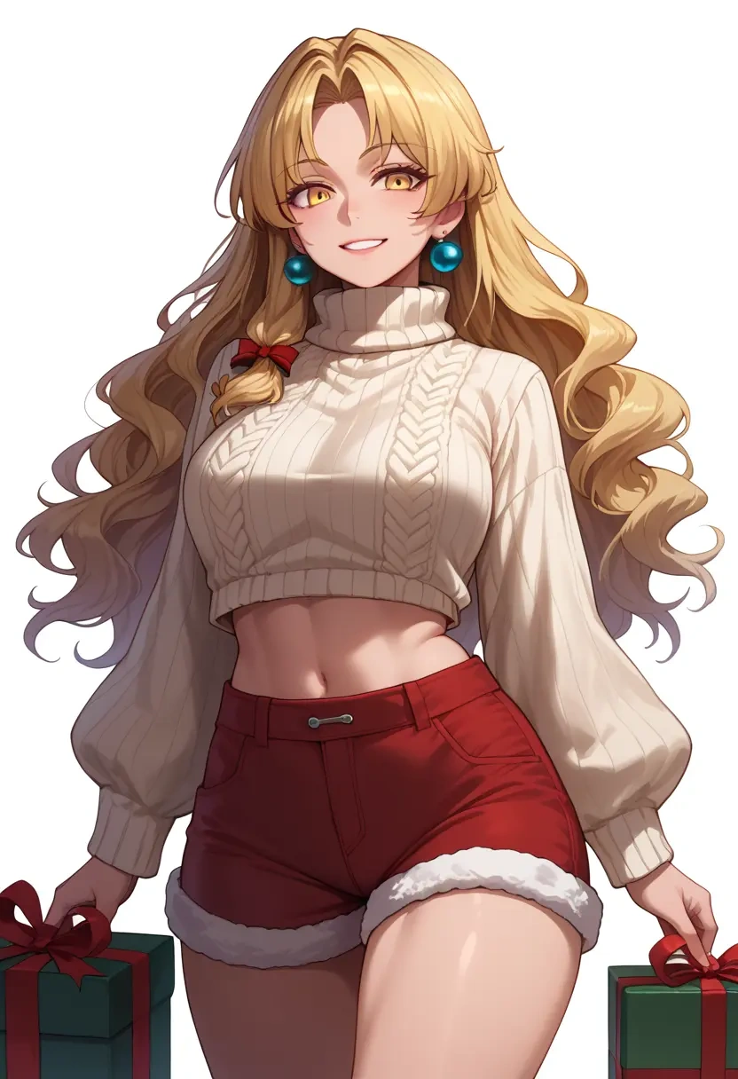 touhou,watatsuki_no_toyohime,Christmas,red velvet shorts,turtleneck sweater  - 