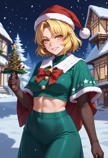 touhou,watatsuki_no_toyohime,Christmas,dress  - AI generated anime art