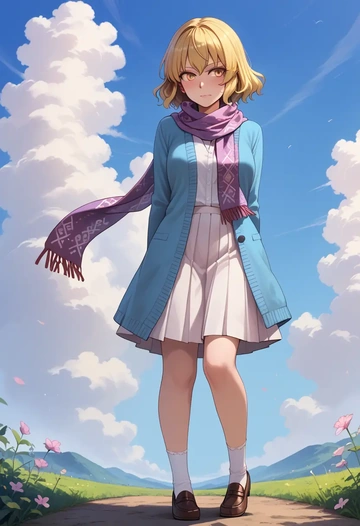 touhou,watatsuki_no_toyohime,spring,student uniform,cardigan  - AI generated anime art