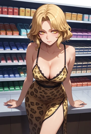 touhou,watatsuki_no_toyohime,leopard print,silk slip dress  - AI generated anime art