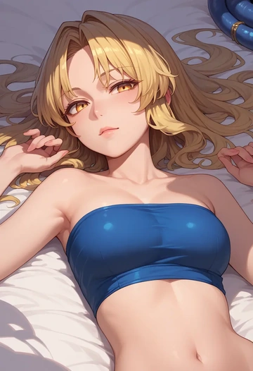 touhou,watatsuki_no_toyohime,tube top,jogger shorts  - AI generated anime art