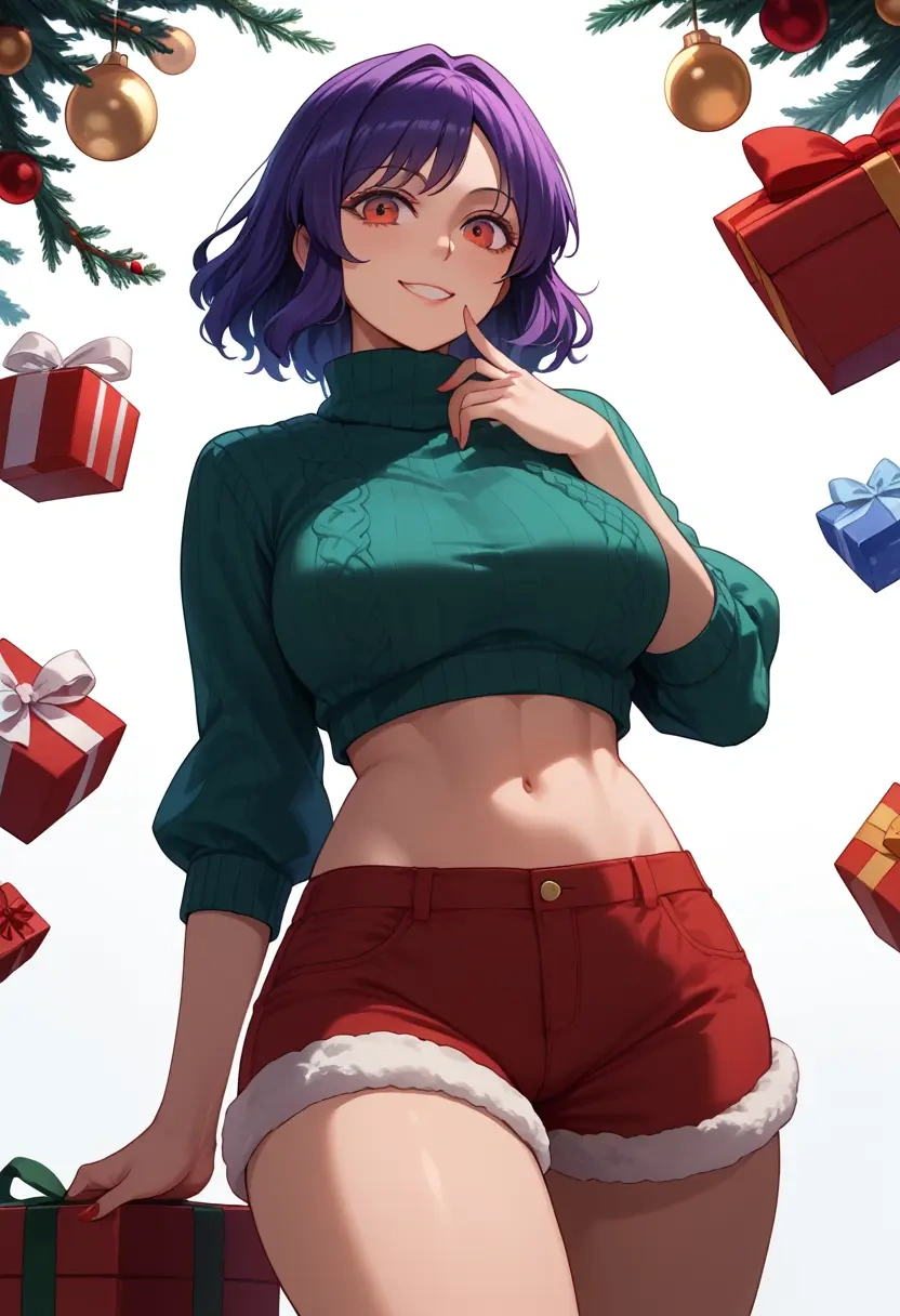 touhou,watatsuki_no_yorihime,Christmas,red velvet shorts,turtleneck sweater  - 