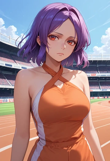 touhou,watatsuki_no_yorihime,halter top,track pants  - AI generated anime art