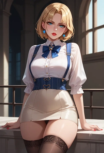 hololive,watson_amelia,secretary,stockings  - AI generated anime art