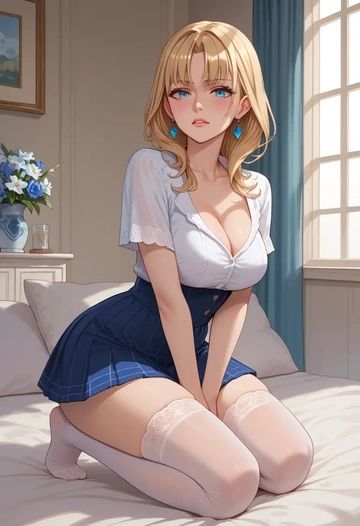 hololive,watson_amelia,mini skirt, stockings  - AI generated anime art