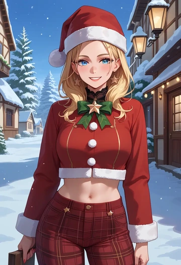 hololive,watson_amelia,Christmas,plaid trousers  - AI generated anime art