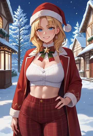 hololive,watson_amelia,Christmas,plaid trousers  - AI generated anime art