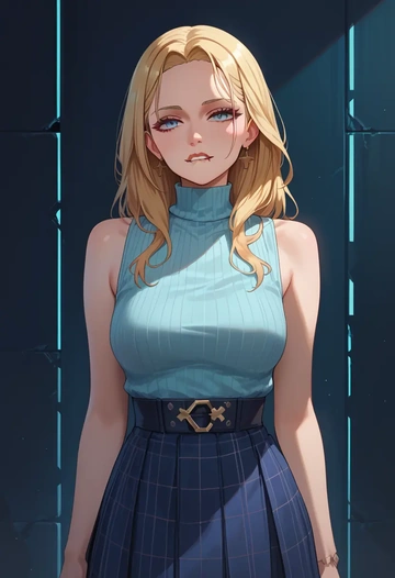 hololive,watson_amelia,turtleneck,knit,maxi skirt  - AI generated anime art