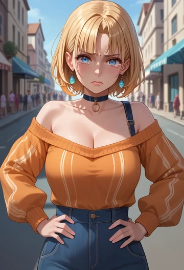 hololive,watson_amelia,orange,sweater,choker  - AI generated anime art