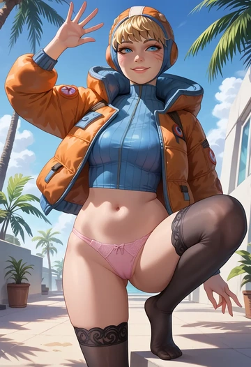 apex_legends,wattson_(apex_legends),jk uniform, stockings  - AI generated anime art