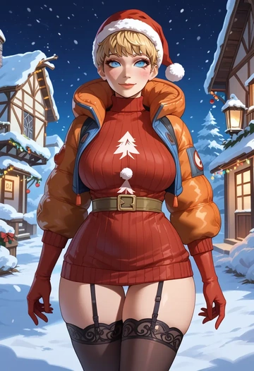 apex_legends,wattson_(apex_legends),sweater,stockings,Thigh garters  - AI generated anime art