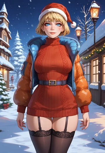 apex_legends,wattson_(apex_legends),sweater,stockings,Thigh garters  - AI generated anime art