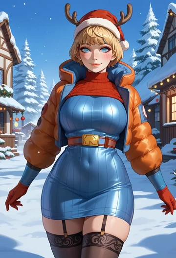 apex_legends,wattson_(apex_legends),sweater,stockings,Thigh garters  - AI generated anime art