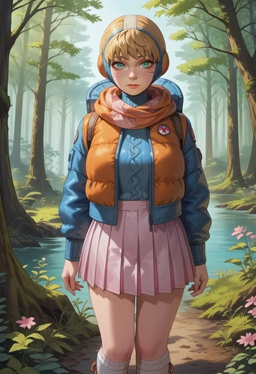 apex_legends,wattson_(apex_legends),spring,student uniform,knit sweater  - AI generated anime art