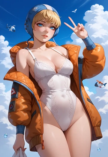 apex_legends,wattson_(apex_legends),silk slip dress  - AI generated anime art