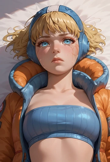 apex_legends,wattson_(apex_legends),tube top,jogger shorts  - AI generated anime art