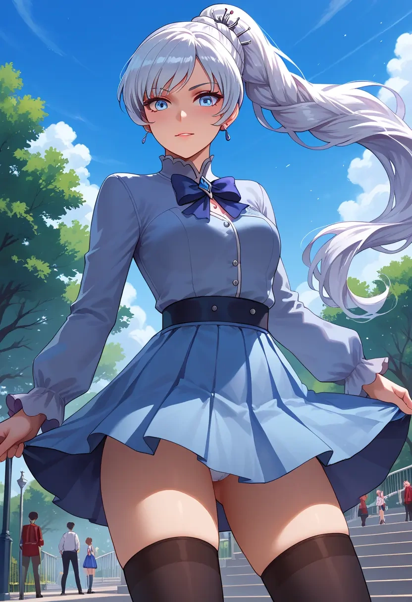 rwby,weiss_schnee,jk uniform, stockings  - 