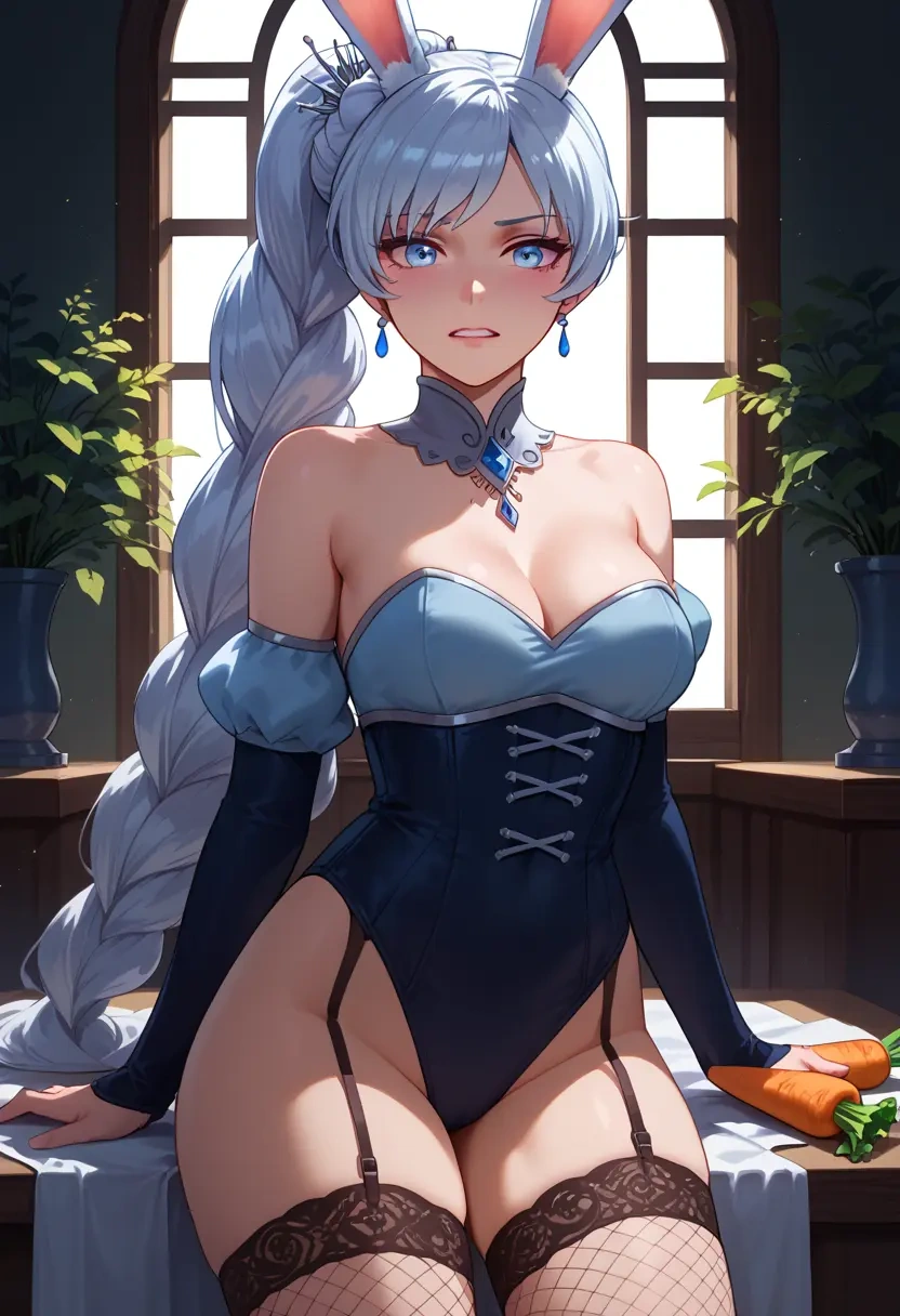 rwby,weiss_schnee,bunny girl, sexy,stockings  - 