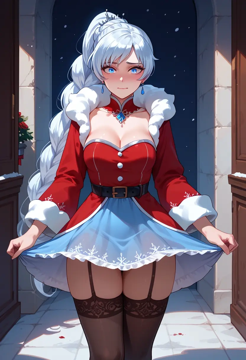 rwby,weiss_schnee,Christmas,sexy, stockings,  - 