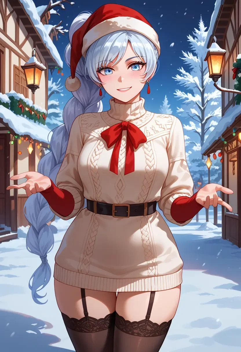 rwby,weiss_schnee,sweater,stockings,Thigh garters  - 