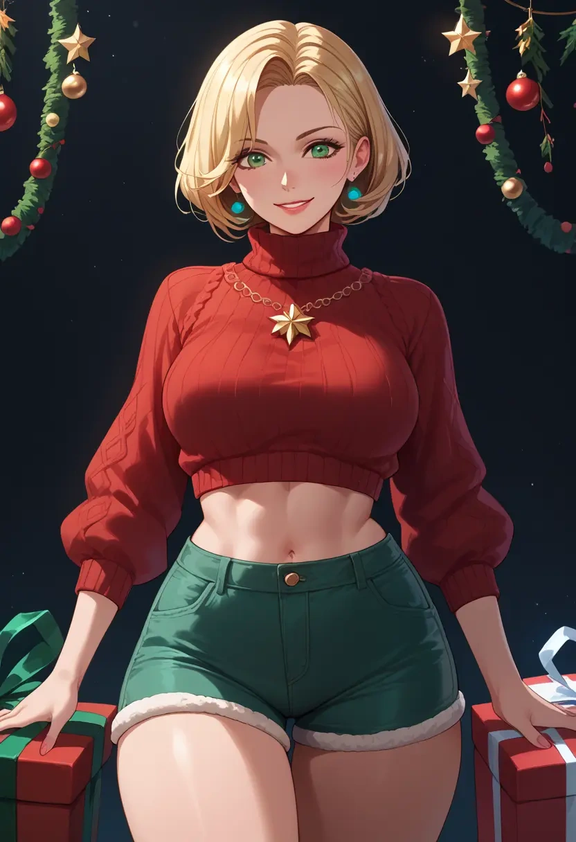 final_fantasy,white_mage,Christmas,red velvet shorts,turtleneck sweater  - 