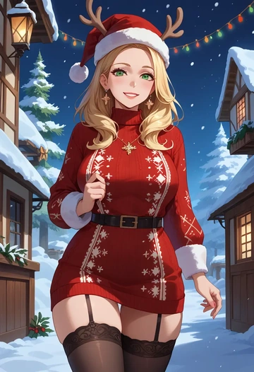 final_fantasy,white_mage,sweater,stockings,Thigh garters  - AI generated anime art