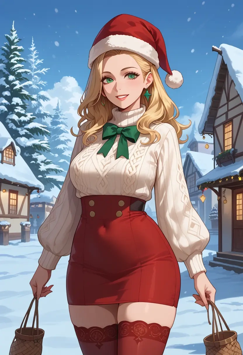 final_fantasy,white_mage,Christmas,sweater dress,stockings  - 