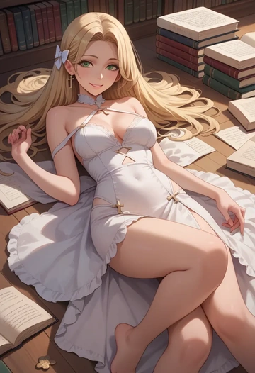 final_fantasy,white_mage,silk slip dress  - AI generated anime art