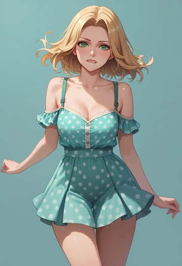 final_fantasy,white_mage,silk slip dress,polka dots  - AI generated anime art