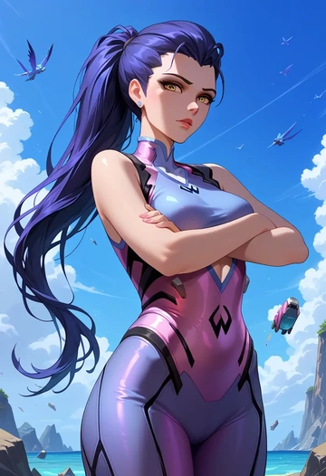 overwatch,widowmaker_(overwatch),athletic,shorts,sexy  - AI generated anime art