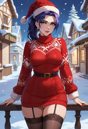 overwatch,widowmaker_(overwatch),sweater,stockings,Thigh garters  - AI generated anime art