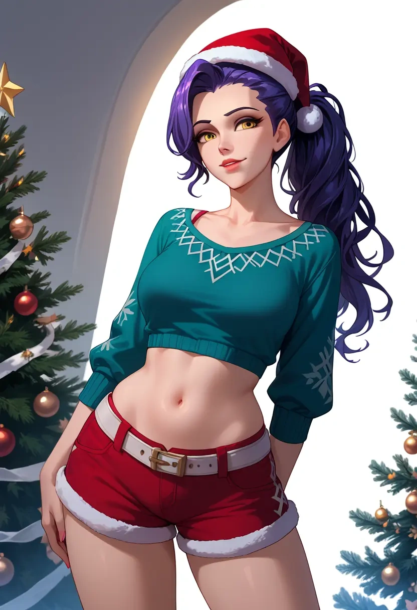 overwatch,widowmaker_(overwatch),Christmas,red velvet shorts  - 