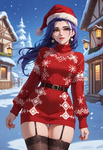 overwatch,widowmaker_(overwatch),sweater,stockings,Thigh garters  - AI generated anime art