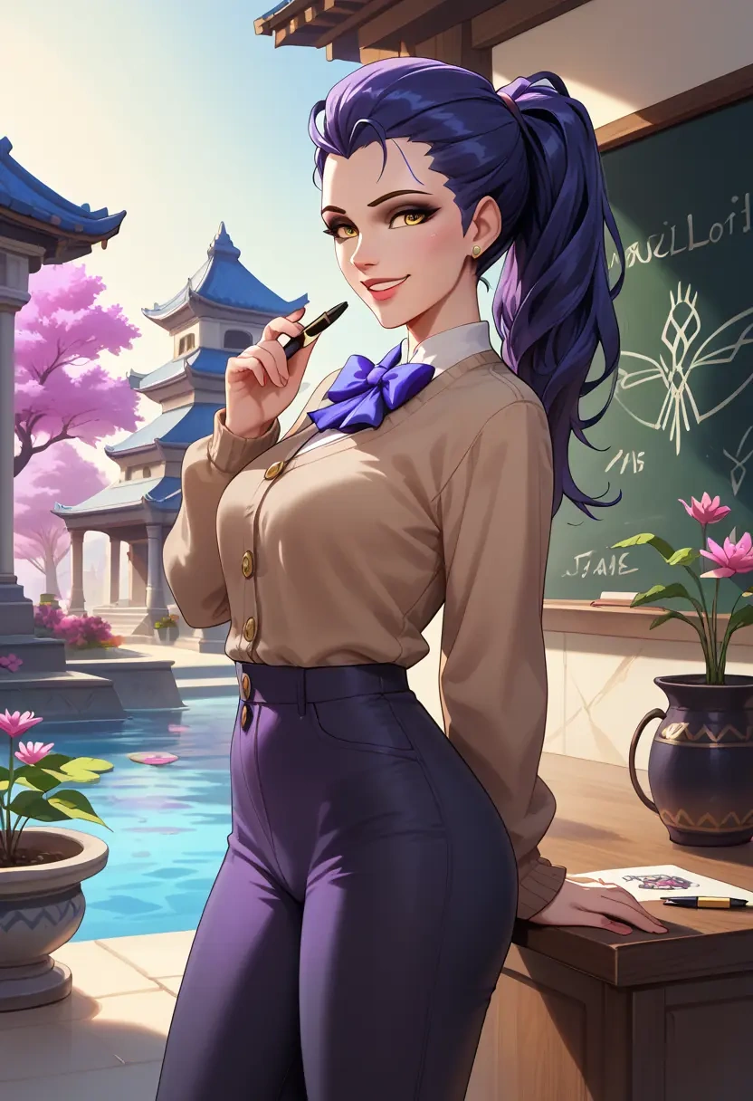 overwatch,widowmaker_(overwatch),teacher, sweater  - 