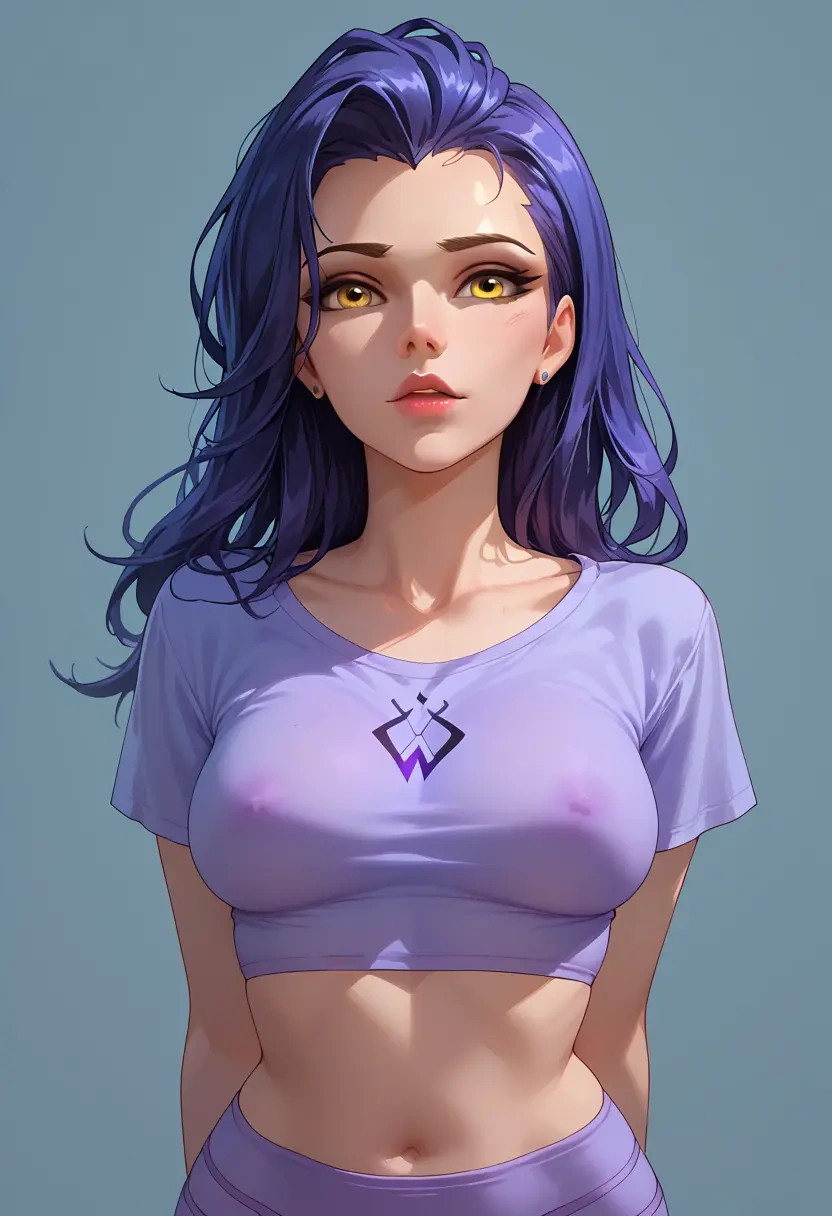 overwatch,widowmaker_(overwatch),crop top,loose joggers,headset  - 