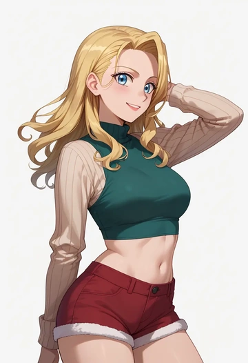 fullmetal_alchemist,winry_rockbell,Christmas,red velvet shorts  - AI generated anime art