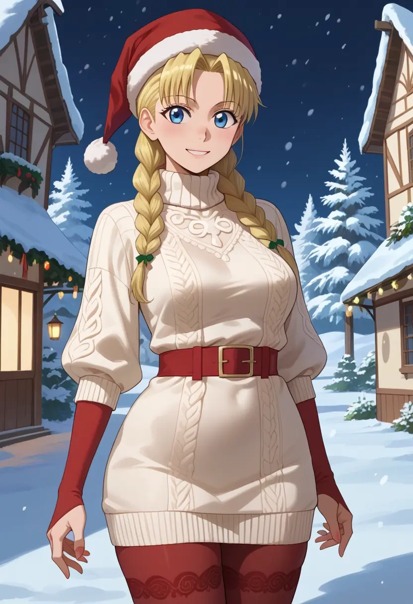 fullmetal_alchemist,winry_rockbell,Christmas,sweater dress,stockings  - 