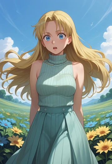 fullmetal_alchemist,winry_rockbell,turtleneck,knit,maxi skirt  - AI generated anime art