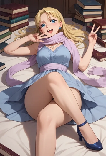 fullmetal_alchemist,winry_rockbell,spring,elegant woman,wrap dress  - AI generated anime art