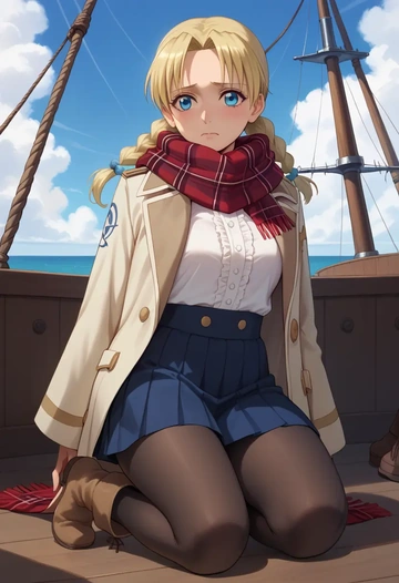 fullmetal_alchemist,winry_rockbell,winter,student uniform,fur-trimmed coat  - AI generated anime art