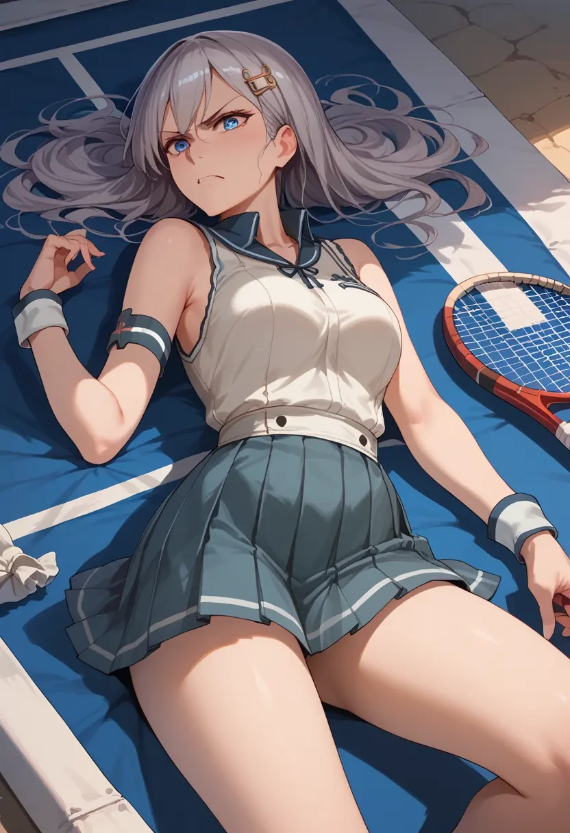 kantai_collection,wo-class_aircraft_carrier,tennis dress,visor,trainers  - 