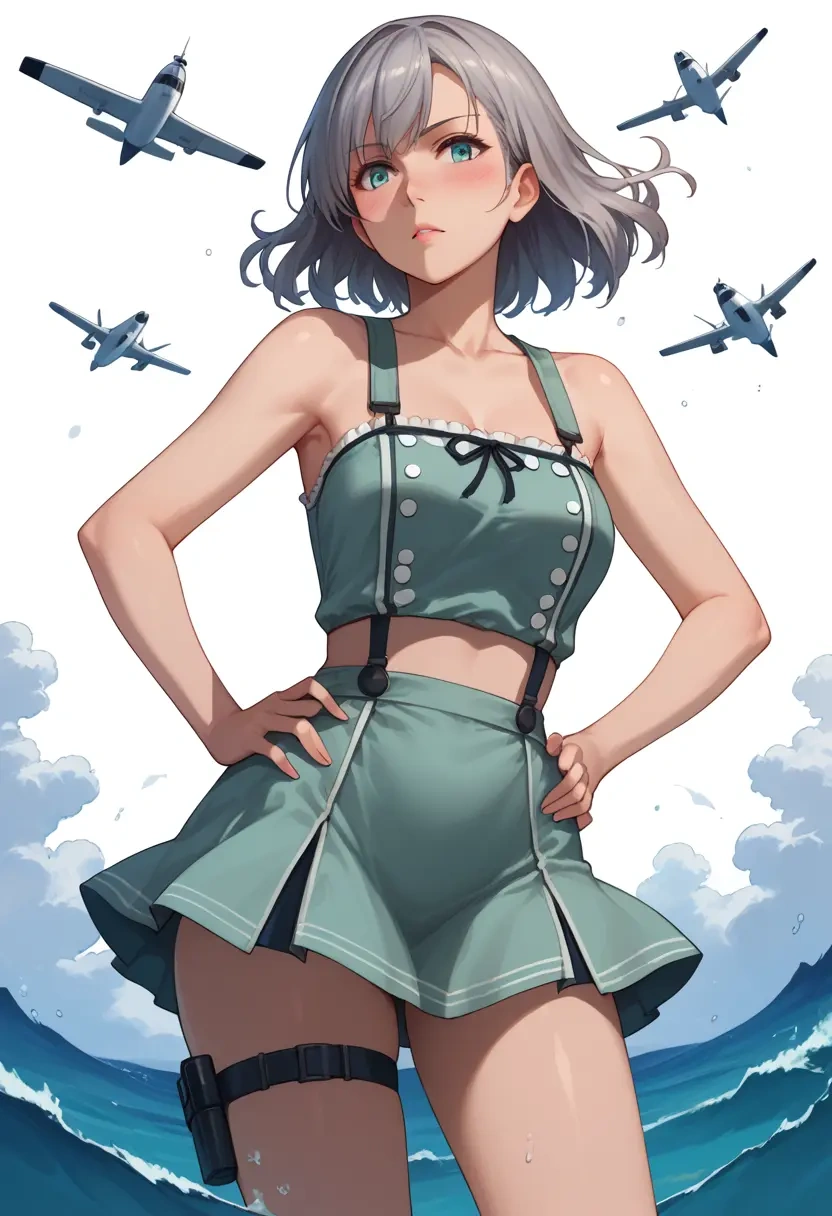 kantai_collection,wo-class_aircraft_carrier,silk slip dress,polka dots  - 