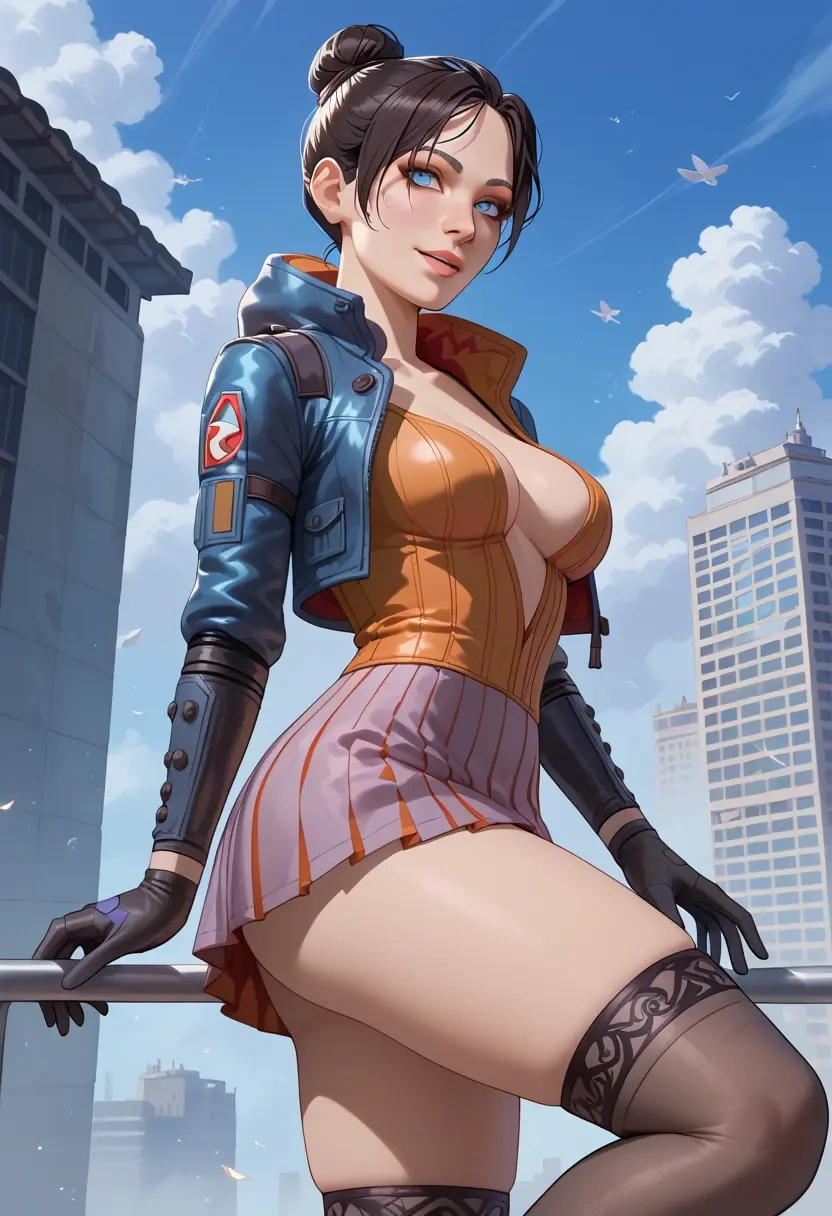 apex_legends,wraith_(apex_legends),mini skirt, stockings  - 