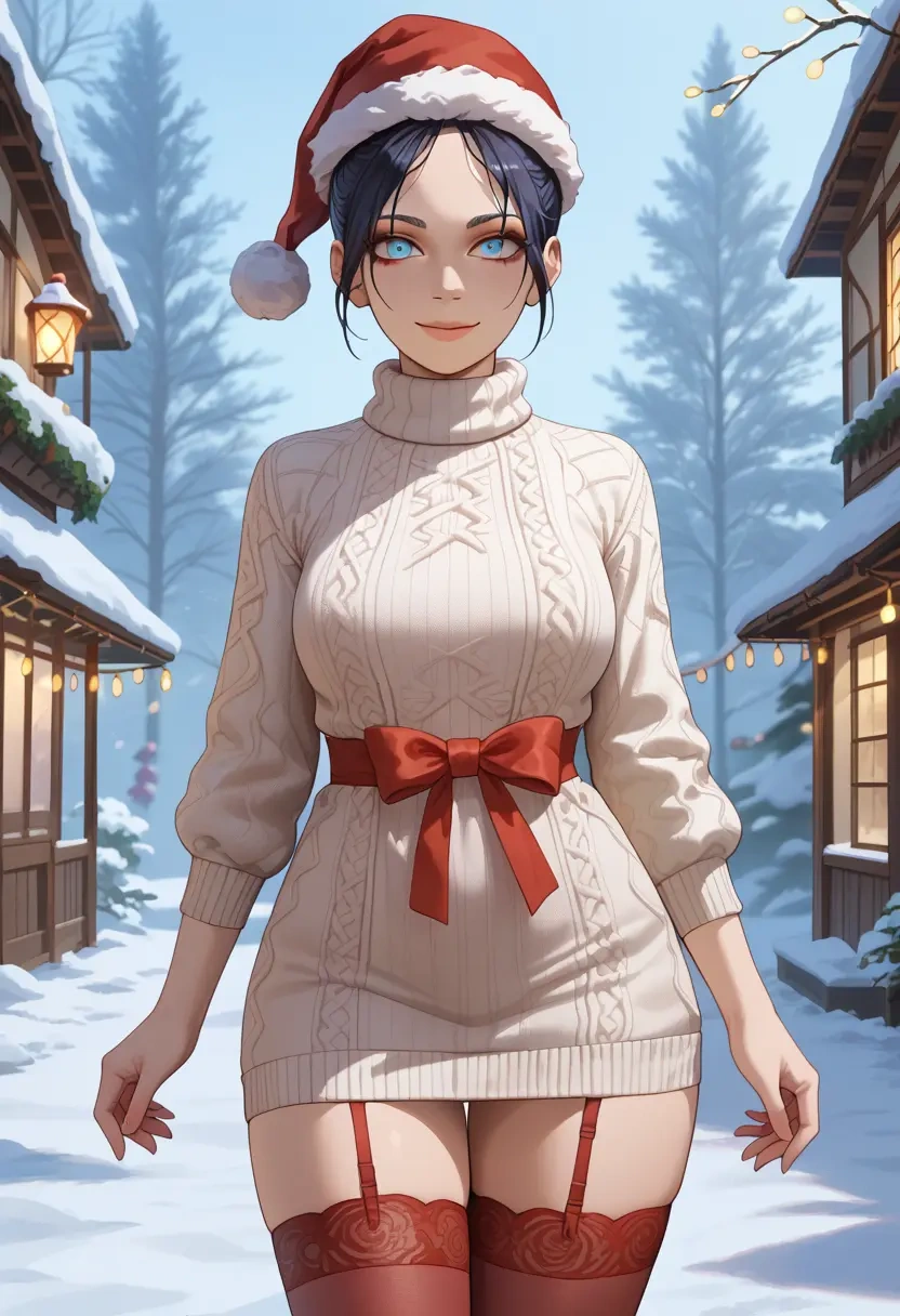 apex_legends,wraith_(apex_legends),Christmas,sweater dress,stockings  - 