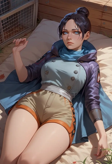 apex_legends,wraith_(apex_legends),graphic tee,shorts,sneakers  - AI generated anime art