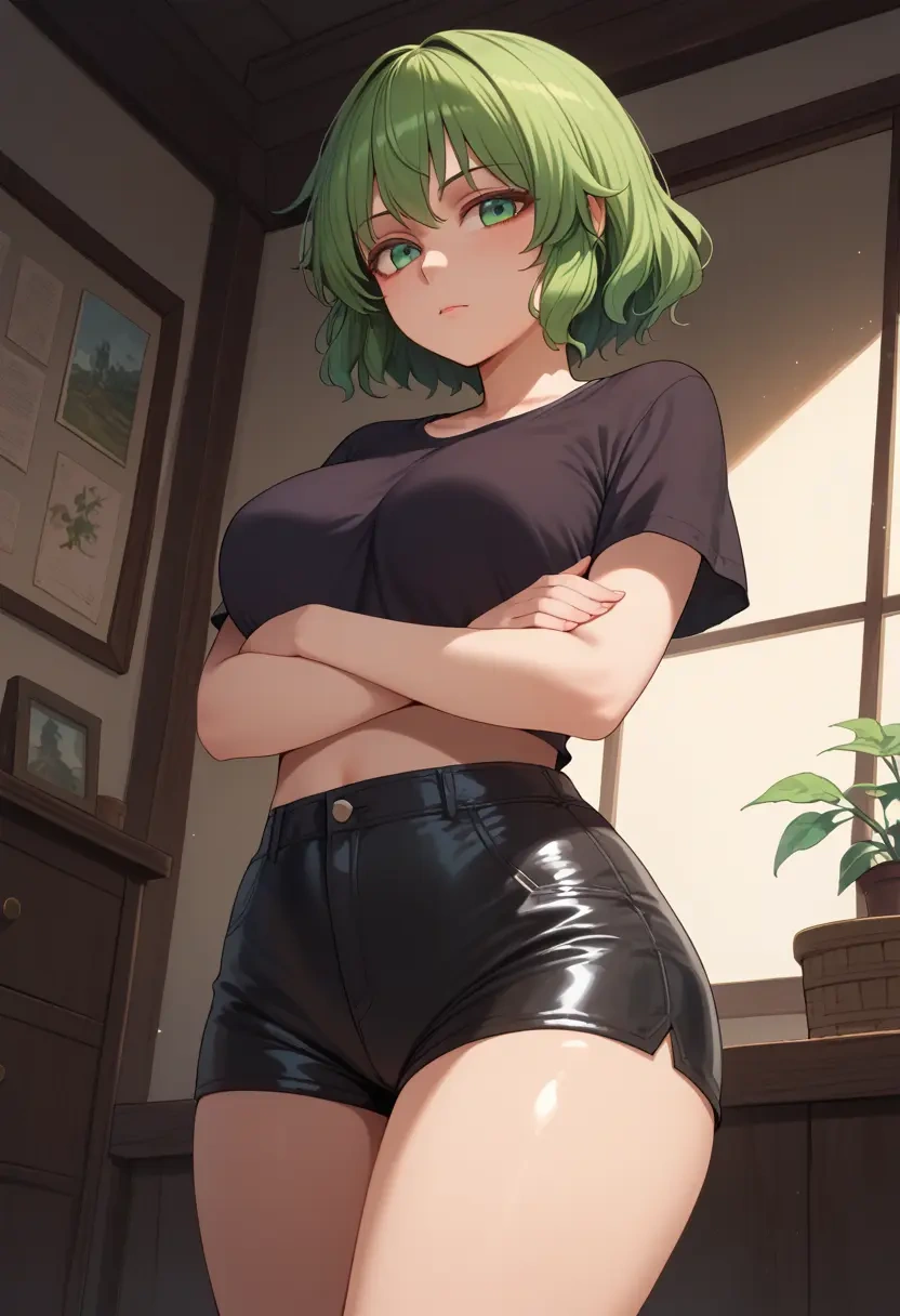 touhou,wriggle_nightbug,leather,shorts,crop top  - 